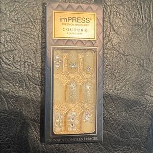 imPRESS Cream, Glitter, Rhinestones & Faux Pearl Accents, Press-On Nails, NEW